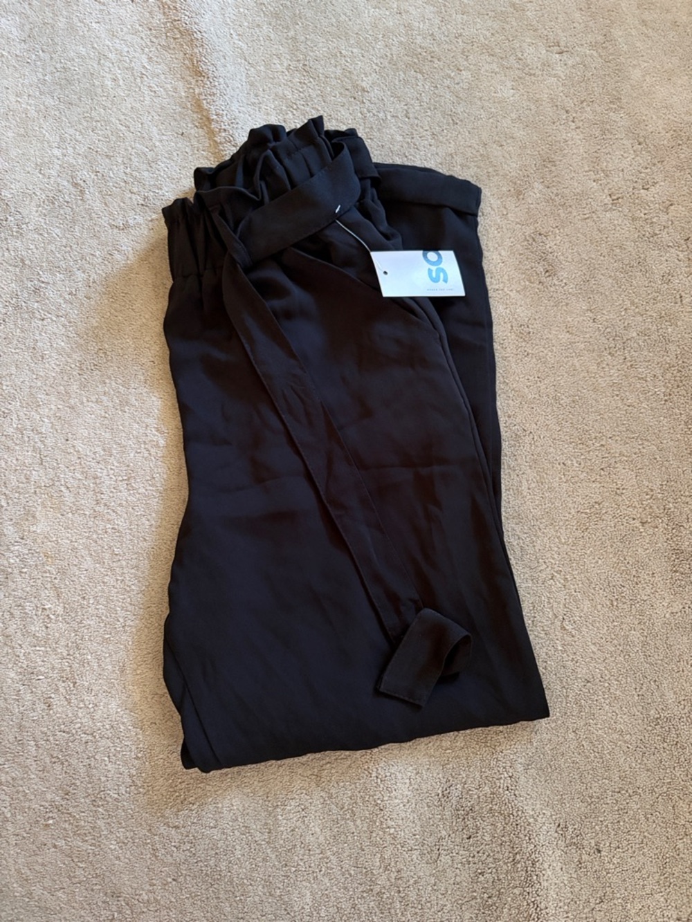 Paperbag Waist Black Women's Jumpsuit